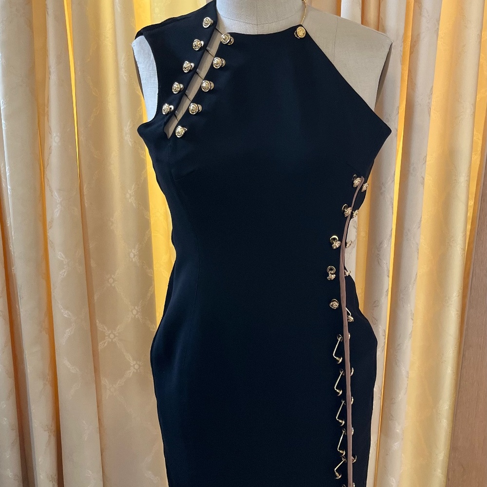 Versus Versace Gold pin suede leather mix dress